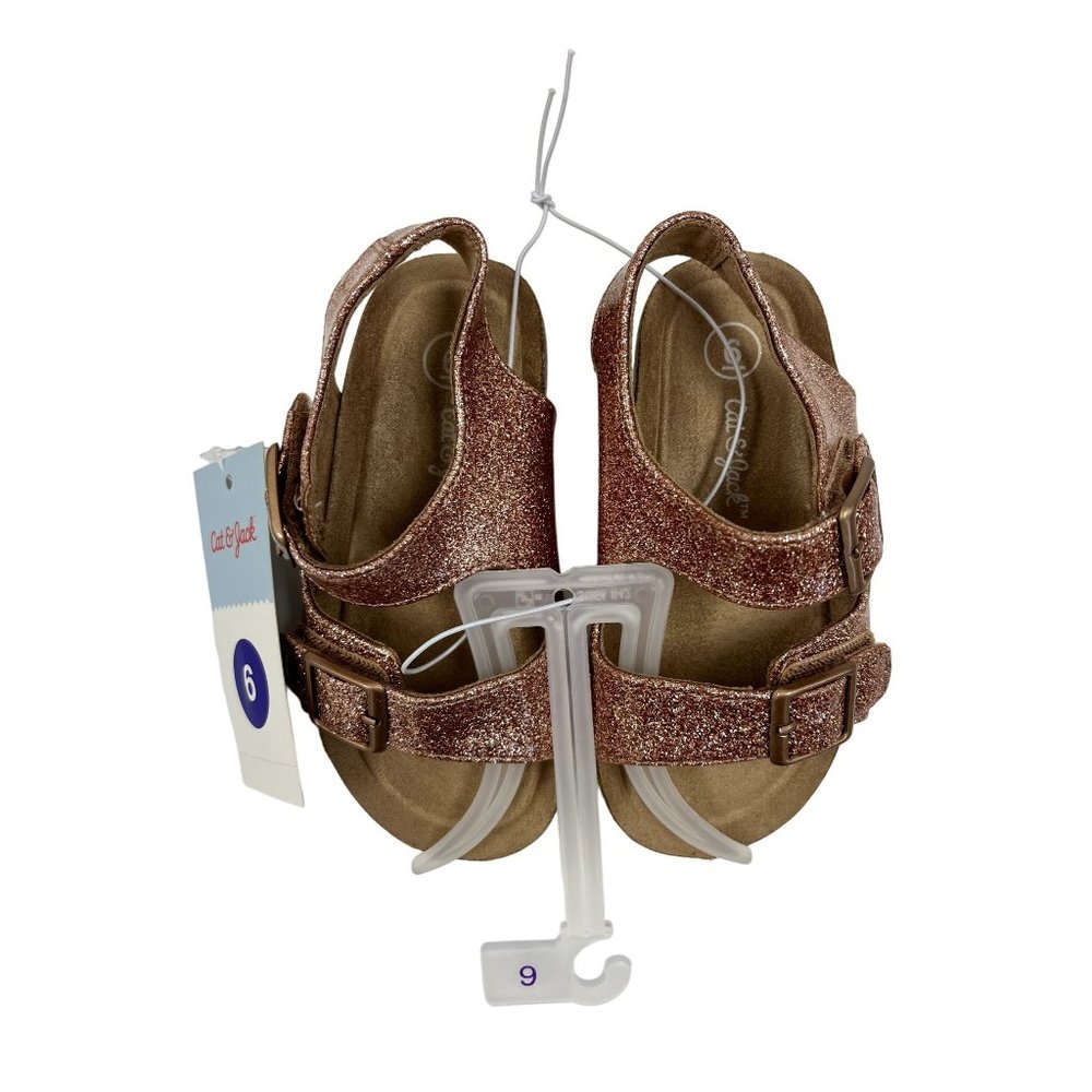 Cat & Jack Toddler Rose Gold/Reagan Glitter Footbed Sandals
